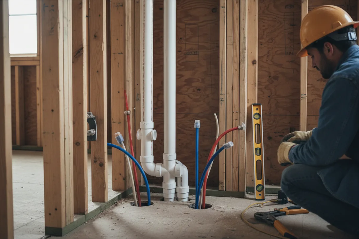 Drain and supply rough-in during Drain Cleaning in Hoffman Estates