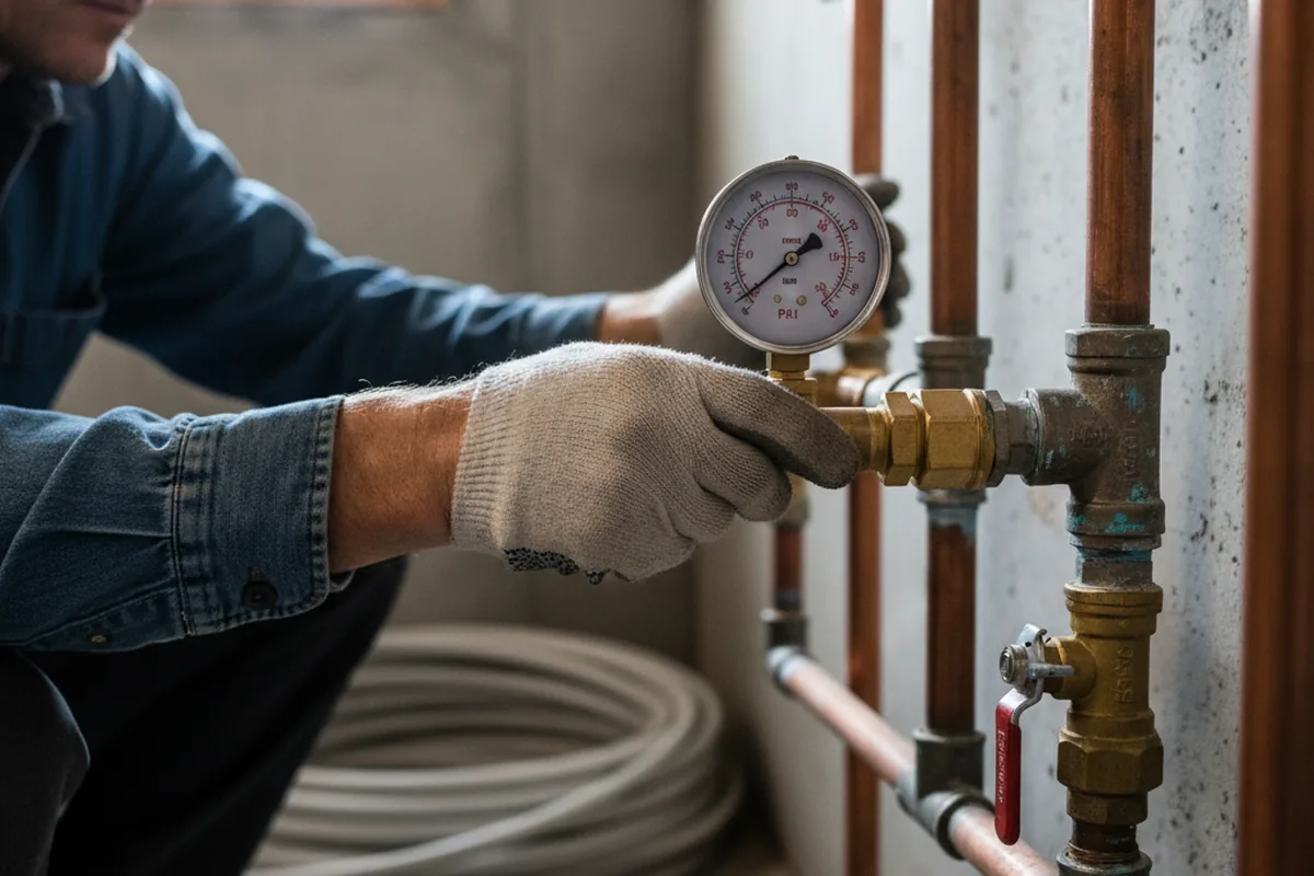 Pressure testing a repaired line during Water Line Repair in Hoffman Estates